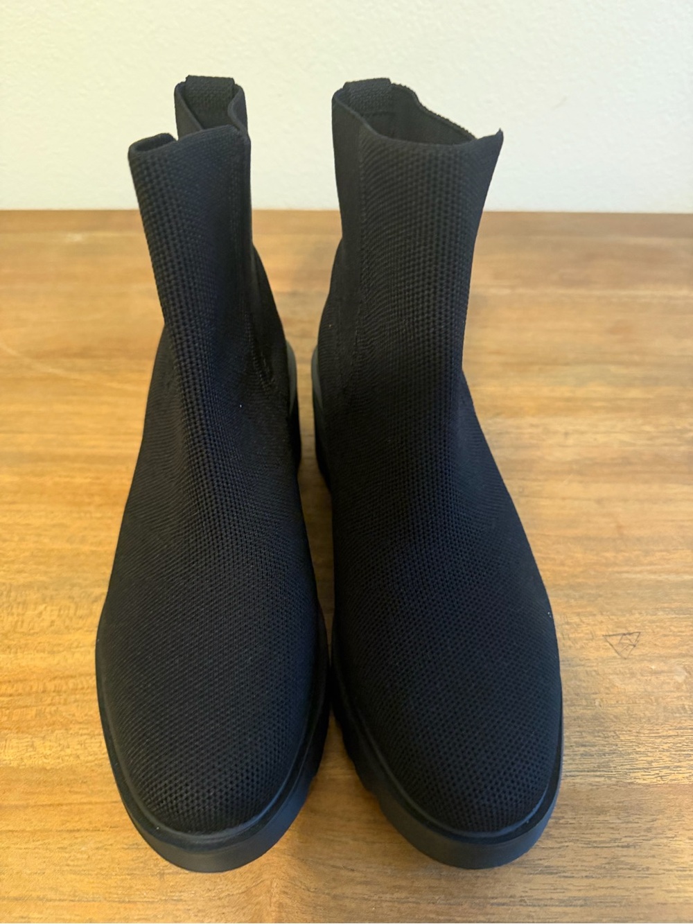Black Knit Ankle Boots — Women's Slip-On Booties